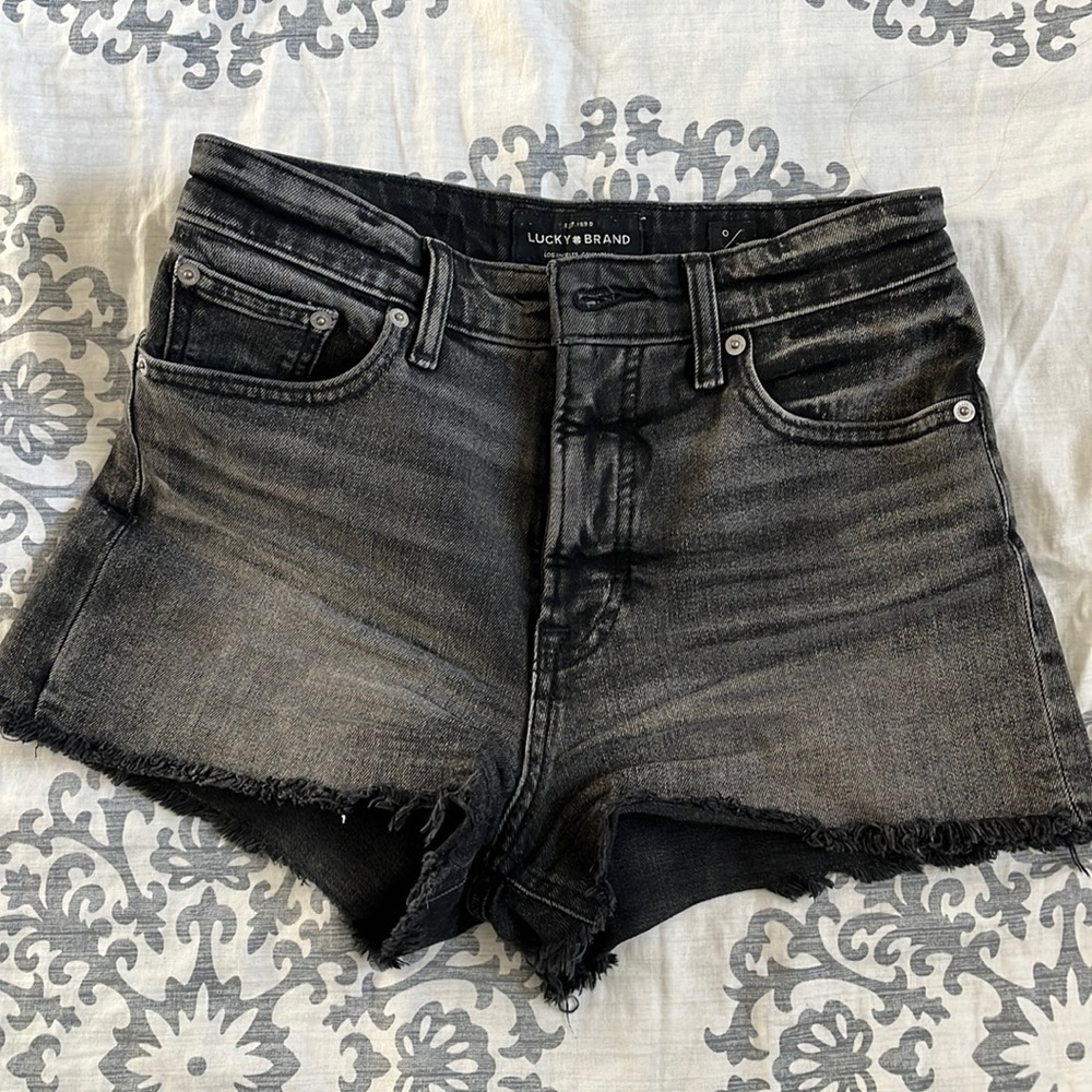Gray/muted black jean shorts